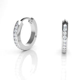 Single Acies Edge Hoop Earring with White Diamonds Kris Averi Sterling Silver 