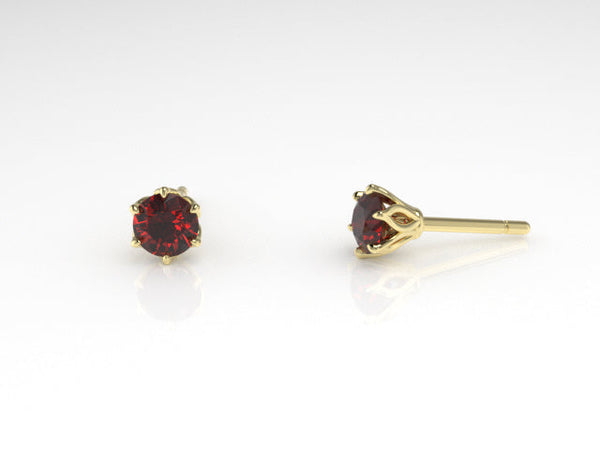 Single Aedis Fleur Stud Earring with a Ruby Kris Averi Yellow Gold 