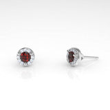 Single Arcus Halo Stud Earring with a Ruby and White Diamonds Kris Averi White Gold 