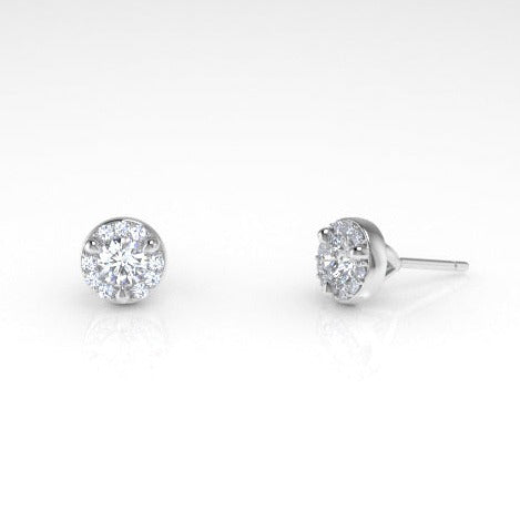 Single Arcus Halo Stud Earring with White Diamonds Kris Averi White Gold 
