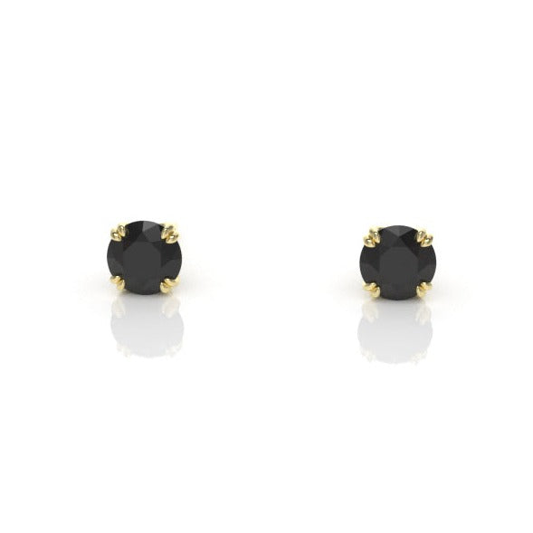 Single Arcus Vine Stud Earring with a Black Diamond Kris Averi Yellow Gold 