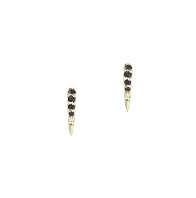 Single Talos Stud Earring with Black Diamonds Kris Averi Yellow Gold 