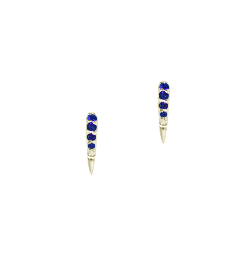 Single Talos Stud Earring with Sapphires Kris Averi Yellow Gold 