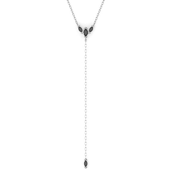 Swallowtail Lariat Necklace with Black Diamonds Kris Averi Sterling Silver 
