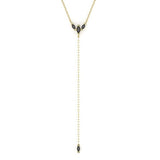Swallowtail Lariat Necklace with Black Diamonds Kris Averi Yellow Gold 