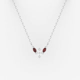 Swallowtail Pendant with a White Diamond and Rubies Kris Averi Sterling Silver 1.1mm, 18" 