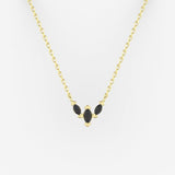 Swallowtail Pendant with Black Diamonds Kris Averi Yellow Gold 1.1mm, 18" 