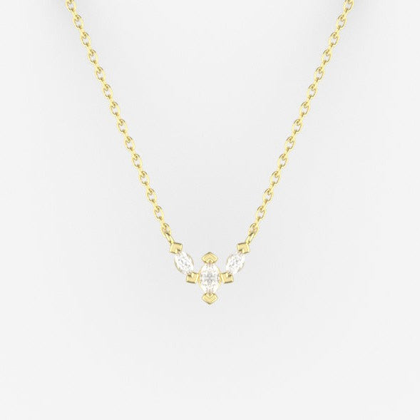 Swallowtail Pendant with White Diamonds Kris Averi Yellow Gold 1.1mm, 18" 