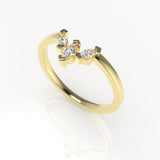 Swallowtail Three-Stone Ring with Marquise White Diamonds Kris Averi Yellow Gold 4 