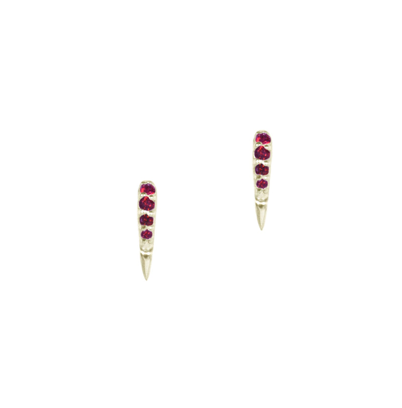 Talos Stud Earrings with Rubies Kris Averi Yellow Gold 