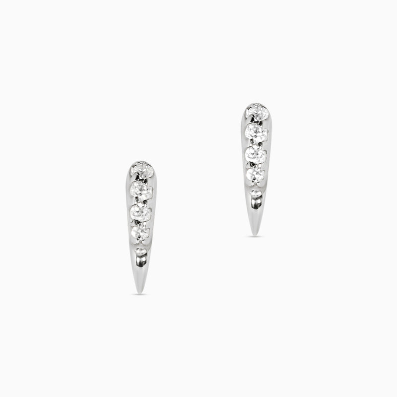 Talos Stud Earrings with White Diamonds Kris Averi Sterling Silver 