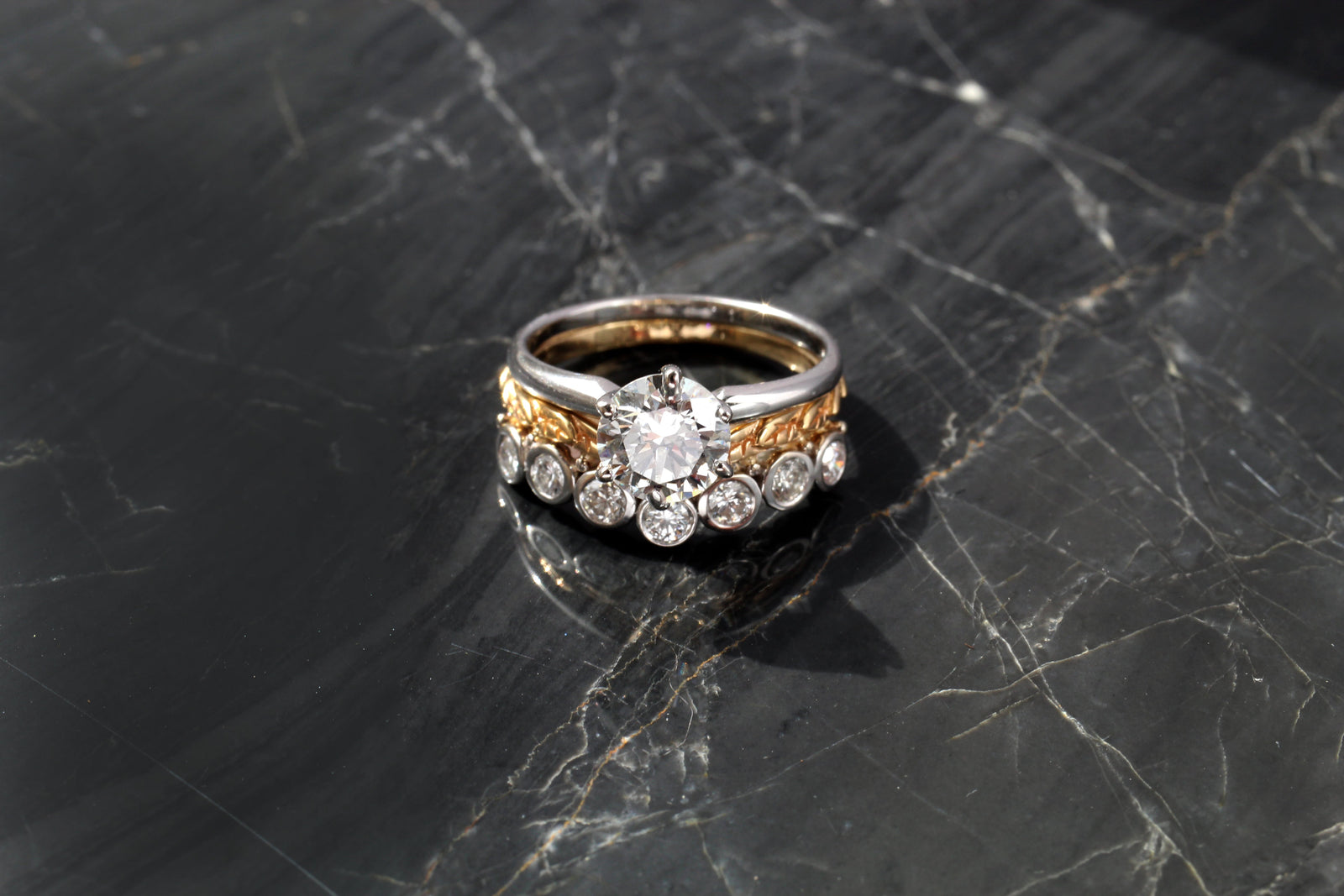 Two-Tone, Leaf Diamond Wedding Set – Kris Averi