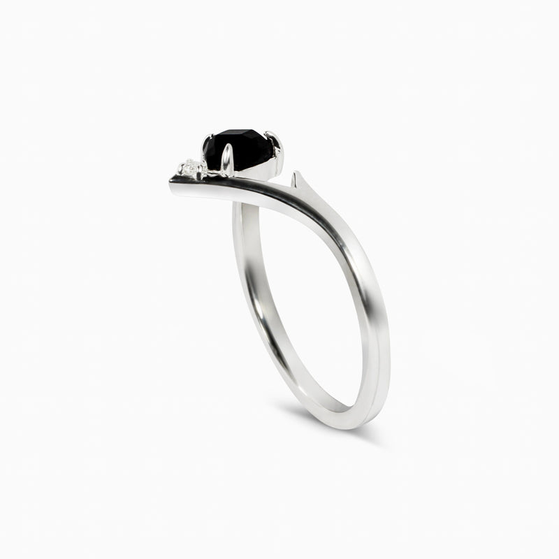 Valk Apex Ring with a Black Spinel and White Diamond Kris Averi 