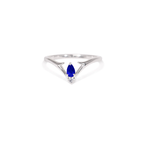Valk Apex Ring with a Sapphire and White Diamond Kris Averi Sterling Silver 4 