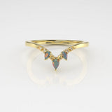 Valk Eir Band Ring with Opals and White Diamonds Kris Averi Yellow Gold 4 