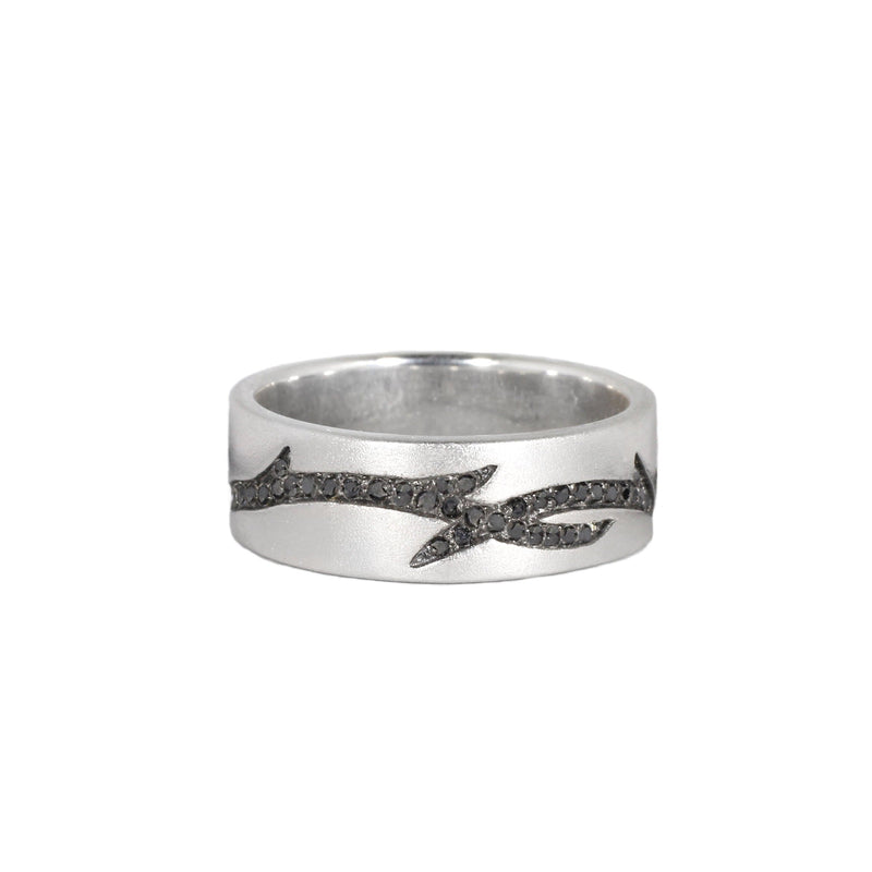 Valk Enclosed Briar Band Ring with Black Diamonds Kris Averi White Gold 4 