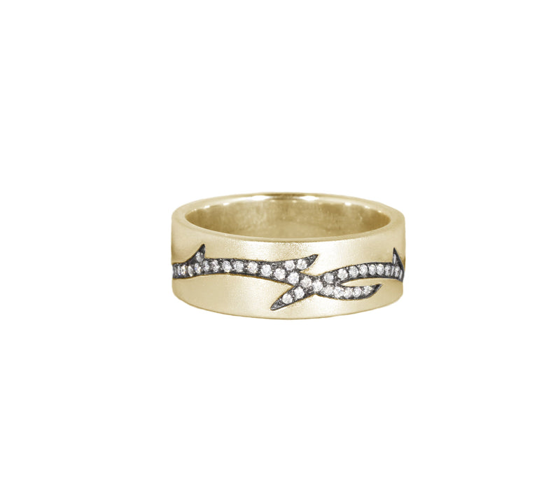 Valk Enclosed Briar Band Ring with White Diamonds Kris Averi Yellow Gold 4 