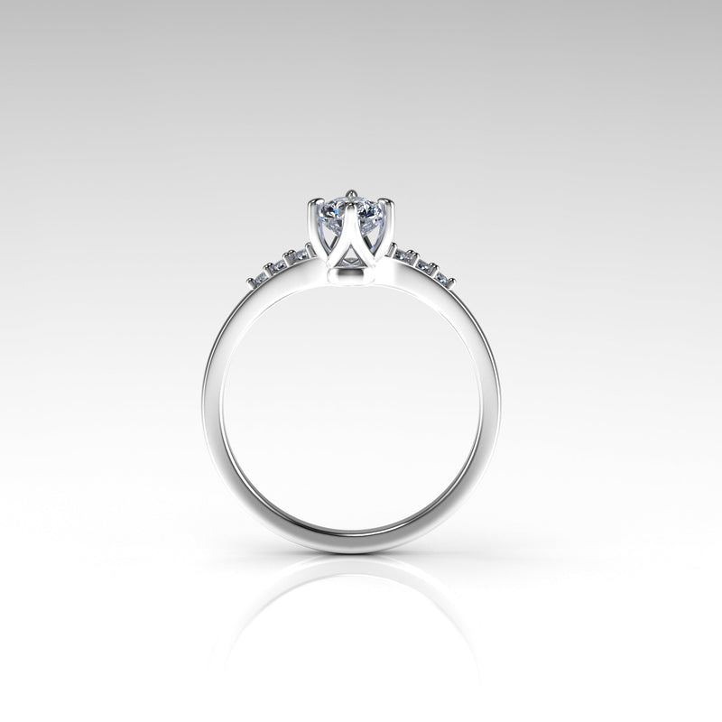 Valk Estel Basket Ring with a Pear-Shaped White Diamond and Pave Kris Averi 