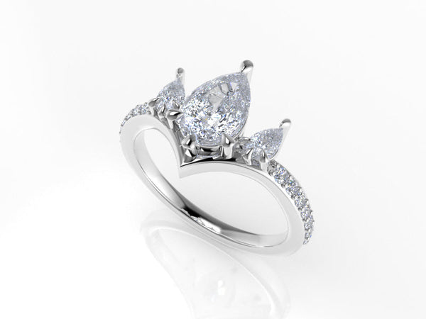 Valk Freya Three-Stone Ring with Pear-Shaped White Diamonds Kris Averi 