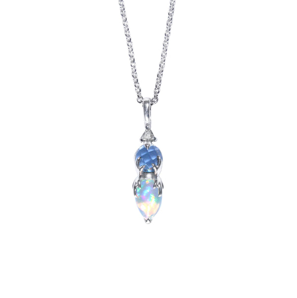 Valk Tridea Pendant with an Opal and Topaz Kris Averi Sterling Silver 1.1mm, 18" 