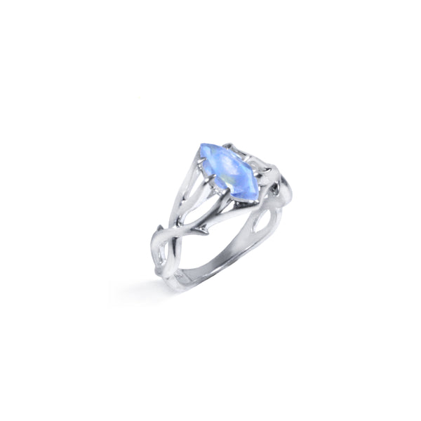 Valk Triple Entwine Ring with a Marquise Moonstone Kris Averi Sterling Silver 4 